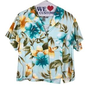 Caribbean Joe Petite Button Front Blouse, Coastal Grandma, Beach Vibe, SZ PL